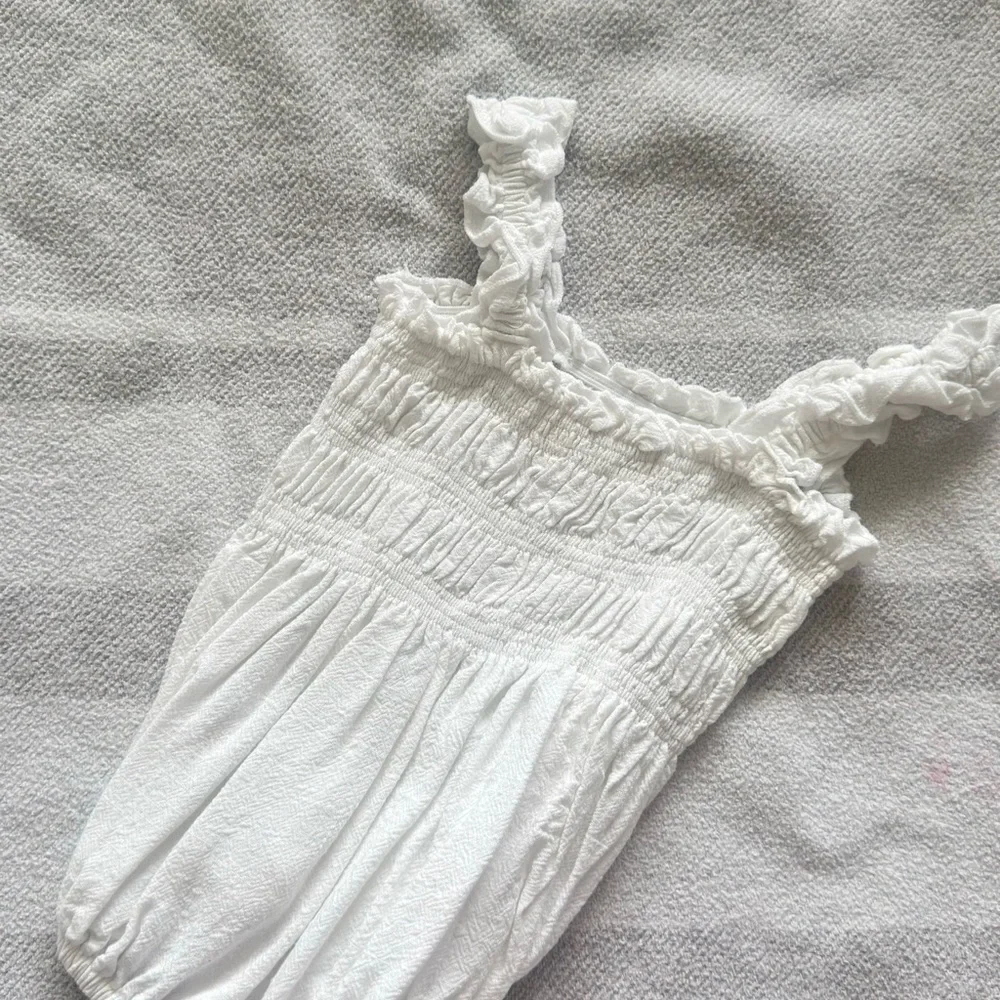White Smocked Ruffle Baby One-Piece